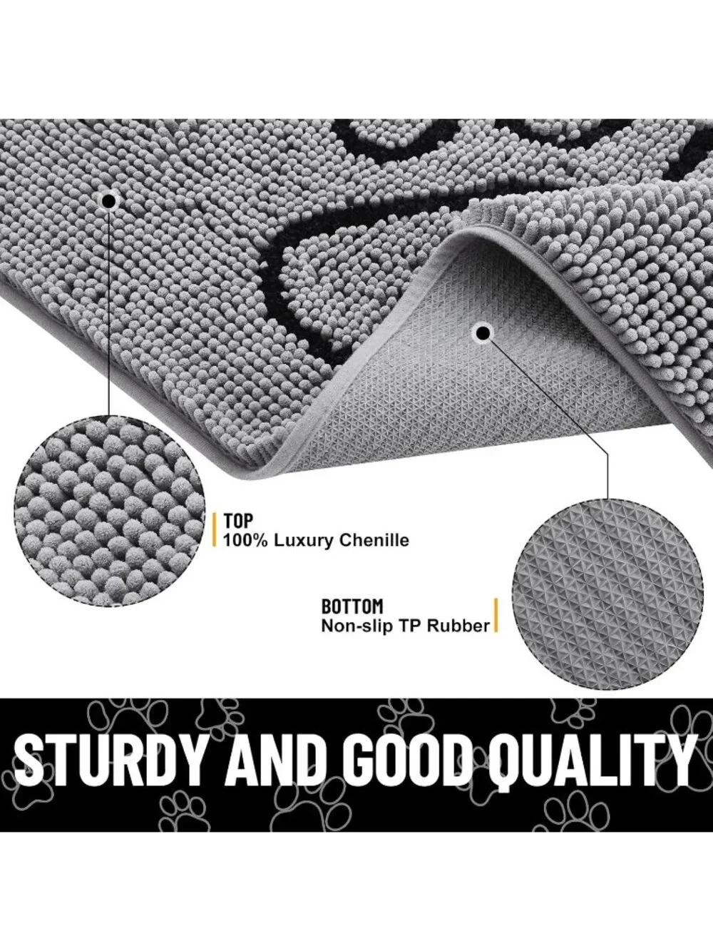 New Dog Door Mat for Muddy Paws, Absorbent Dirt Trapper Non-Slip Mat 30 x 20 in